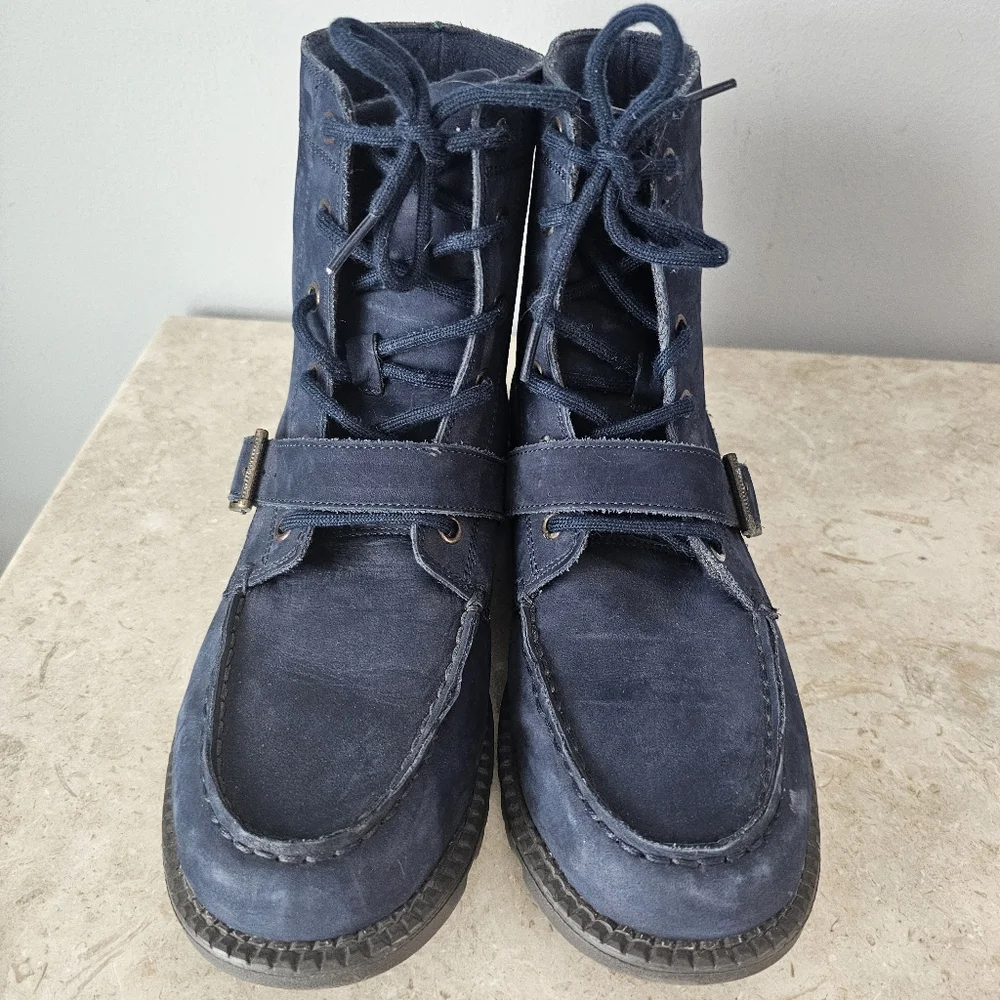 Polo Ralph Lauren Boots Youth Sz 7  Navy Suede Leather Bear Ranger Fits Womens 8
